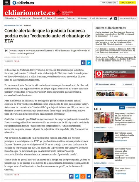 COVITE alerta de que la justicia francesa podría estar cediendo ante el