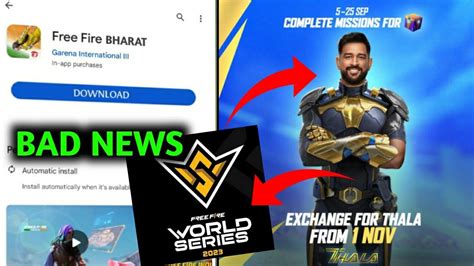 Bad News Free Fire India Esports Thala Character Event Youtube