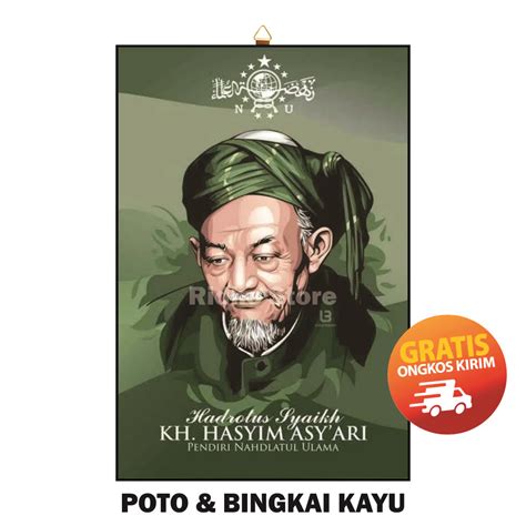 HIASAN DINDING KAYU POSTER KH HASYIM ASYARI POSTER NAHDLATUL ULAMA