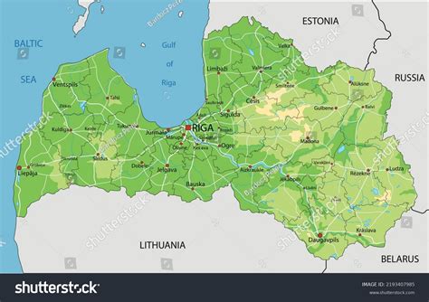 812 Latvia Physical Map Images, Stock Photos, and Vectors | Shutterstock