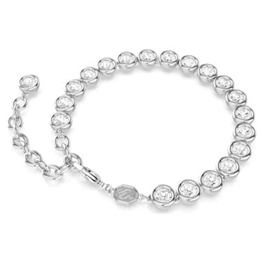 Imber Tennis Bracelet Round Cut White Rhodium Plated Swarovski