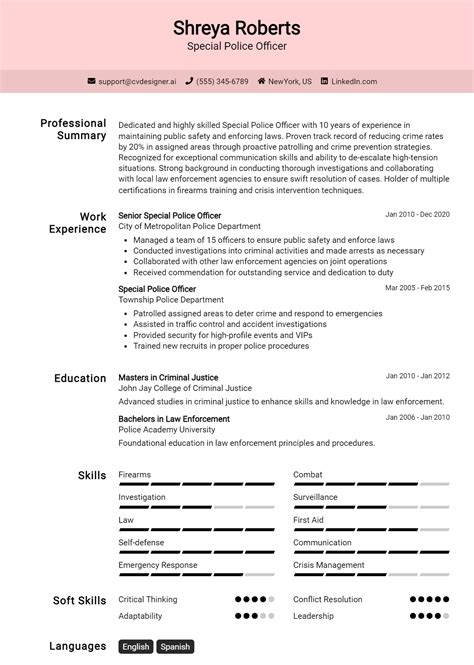 Special Police Officer Resume Example For 2024 Tips And Templates