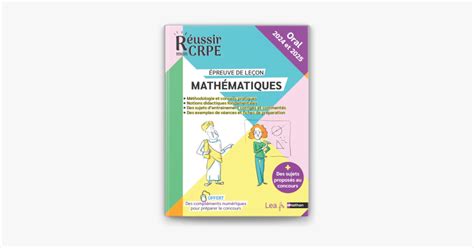 Ebook Réussir mon CRPE Mathématiques Oral 2024 et 2025 Epreuve de