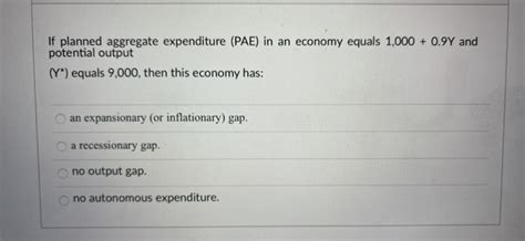 Solved If Planned Aggregate Expenditure Pae In An Economy Chegg