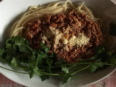 イタリアンパセリと豚肉のミートソースのスパゲッティ レシピ・作り方 By Faiten888｜楽天レシピ