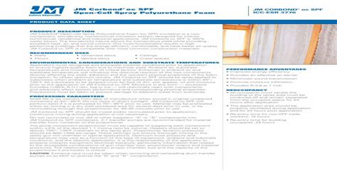 Jm Corbond Oc Spf Open Cell Spray Polyurethane Foam · Pdf Filejm