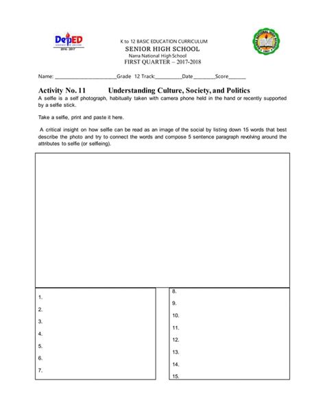 11understanding Culture Society And Politics Activity Sheets Pdf Free Download