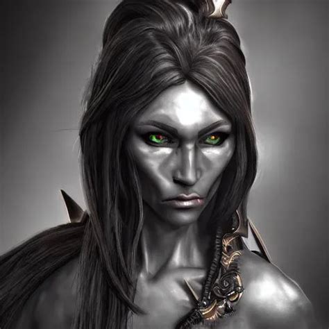 A Highly Detailed Female Dark Elf Looking Menacingly OpenArt