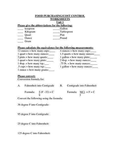 9 Food Cost Worksheet Free PDF At Worksheeto