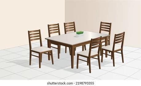 Brown Wood Dining Table Set Vector Stock Vector Royalty Free