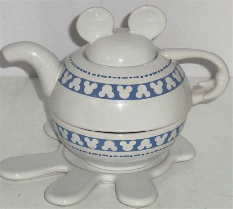 Disney Mickey Mouse Teapot Cup Plate Base Ceramic Tea For One In 2021