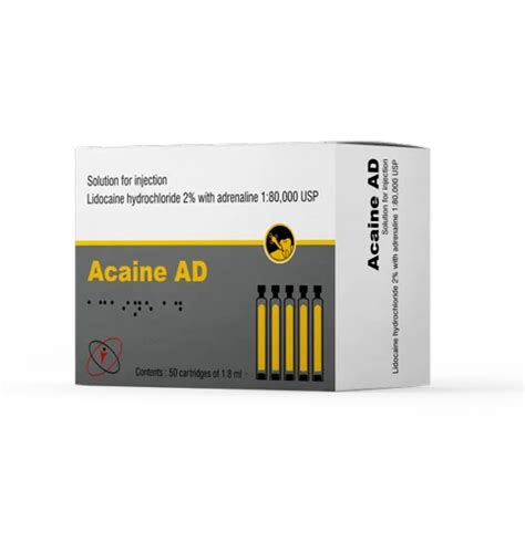 Dental Cartridge Lidocaine Adrenaline Dental Cartridge W V