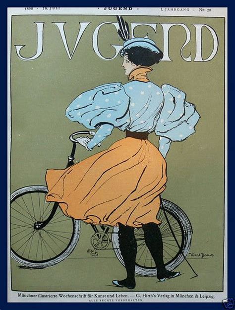 Jugend Bicycle Art Nouveau Poster Vintage Illustration