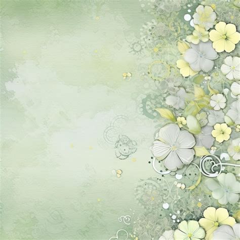 Premium AI Image | A green and white floral background with a floral ...