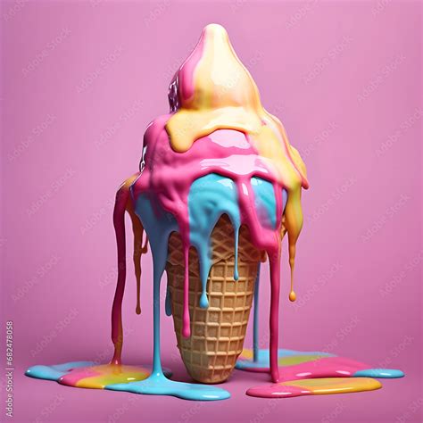 Melted Ice Cream 3d Cartoon Vector Vector Illustration Of Melting Ice Cream Vector Isolated On