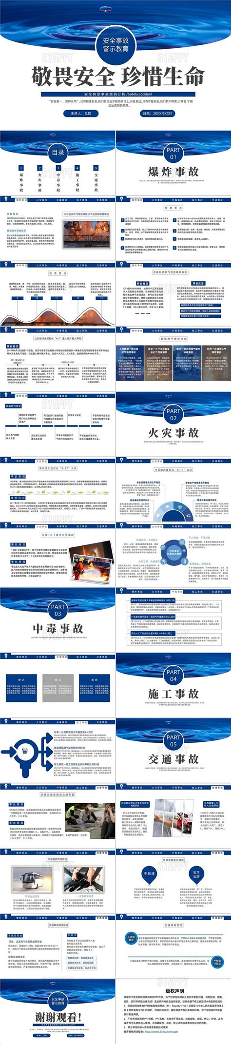 蓝色实拍风安全事故案例警示教育培训ppt案例分析 515ppt