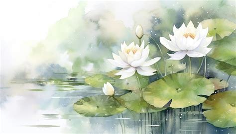 Premium AI Image | White lotus flower watercolor background