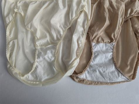 Vtg Lot 2 Panties Shiny Silky Nylon Gusset W Lace Sissy Sexy Granny