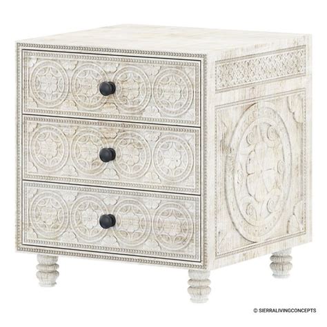 Lahaina Solid Wood Hand Carved Moroccan Style Drawer Nightstand