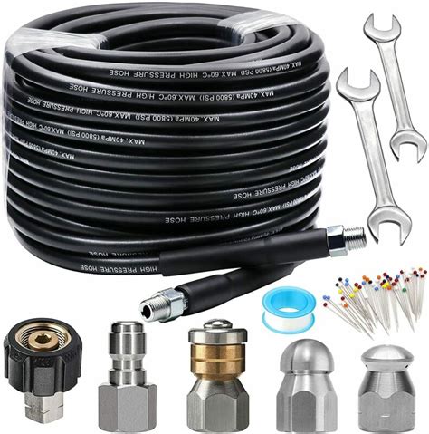 Sewer Jetter Kit 100ft For Pressure Washer 5800psi Drain Cleaner 100 Feet