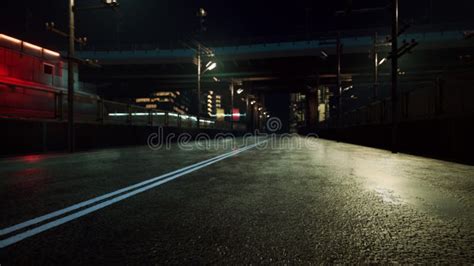 Night Scene of Japan City with Neon Lights Stock Illustration ...