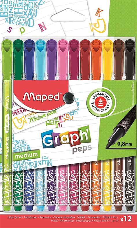 Maped Graph Peps Medium Felt Tipped Pens Mm Assorted Colours Pack