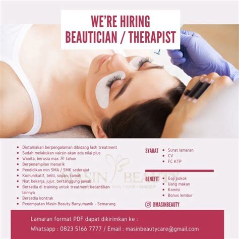 Lowongan Kerja Beautician Therapist Di Masin Beauty Lokersemar Id