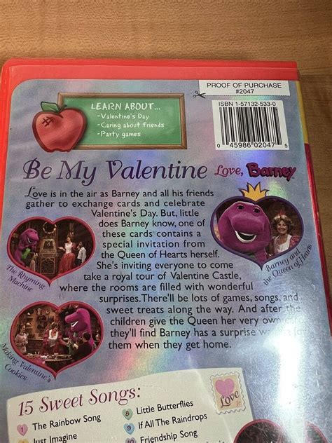 Barney Be My Valentine Love Barney Vhs 2000 Clamshell Etsy