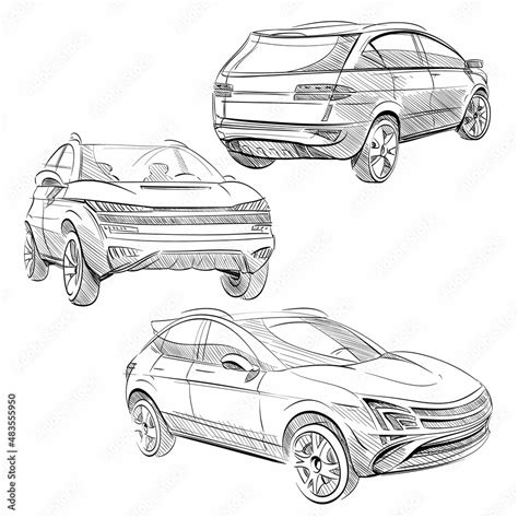 Car concept.Car sketch.Vector hand drawn. Autodesign. Automobile ...