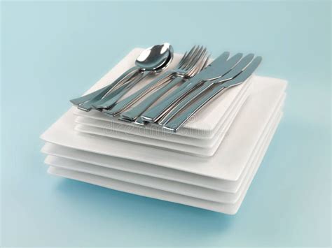 Plates And Cutlery Stock Image Image Of Macro Silver 14458375