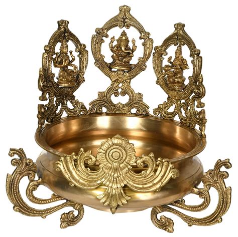 Buy Dattatreya Brass Urli With Lakshmi Ganesha And Saraswati Statue