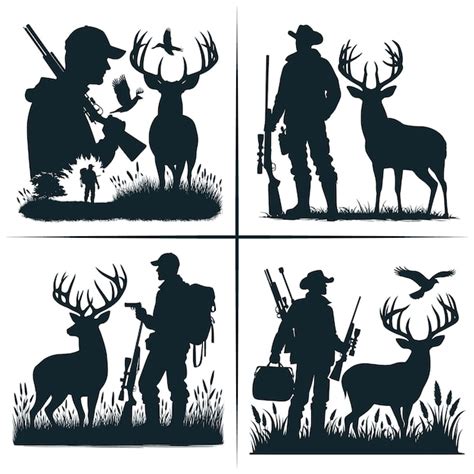 Premium Vector | Deer Hunting Scene Silhouette Vector Dad hunting ...