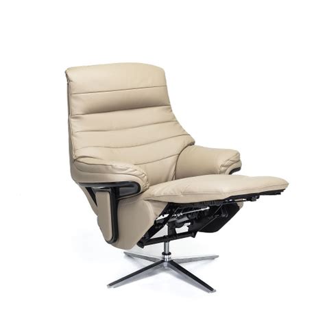 Poltrona Mille Nude Reclinável em Couro Sintético Base Giratória e Descanso para Pés