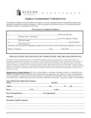 Fillable Online Auburn Ada Disability Documentation Form Auburn