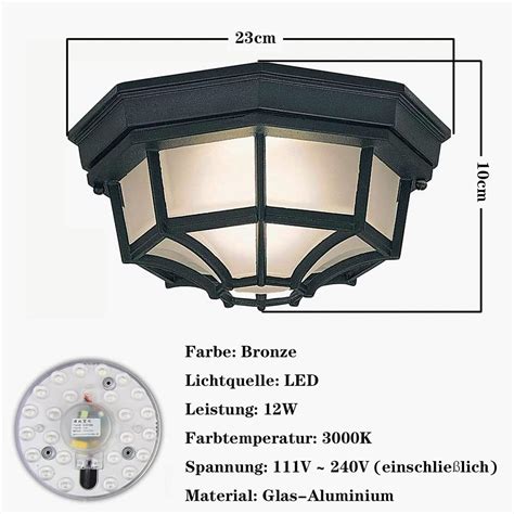 BESTA Plafonnier extérieur LED 12 W applique murale extérieure avec