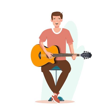 Premium Vector Man Playing Acoustic Guitar And Singing Guitar Player