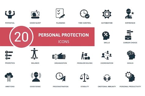 Premium Vector Personal Protection Icon Set Contains Editable Icons