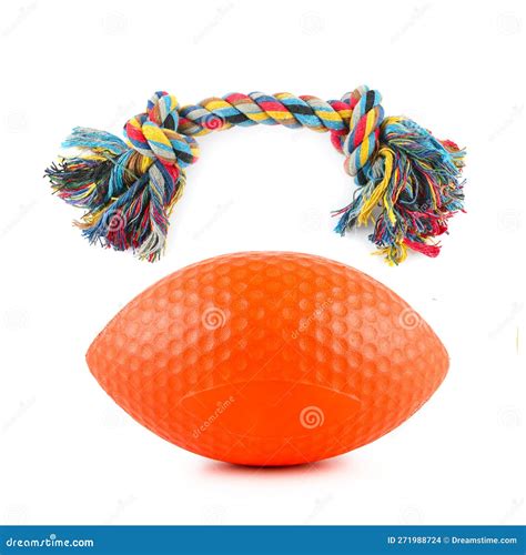 Ball and Rope (toys for Dogs) Isolated on White Background Stock Photo