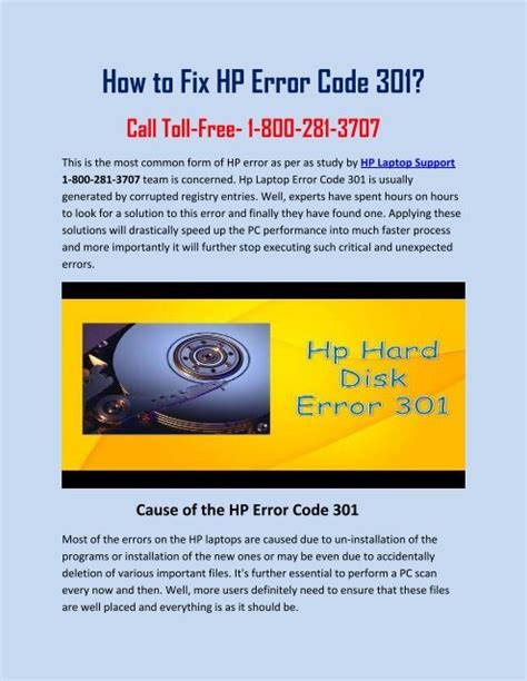 How To Fix Hp Error Code 301 Call 1 800 281 3707