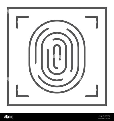 Fingerprint Thin Line Icon Id And Security Print Sign Vector