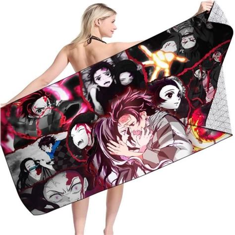 Serviette De Plage En Microfibre Démon Anime 130 X 75 Cm À Séchage