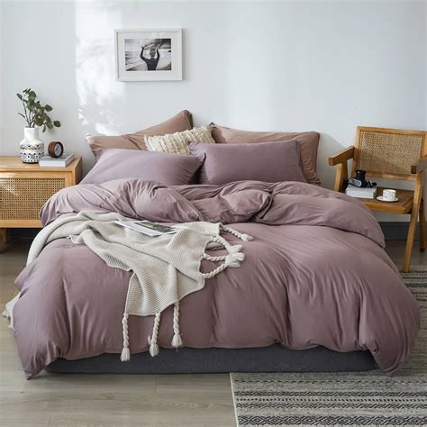 Purple Duvet Cover Set Knitted Solid Color Bedding Set Soft Etsy