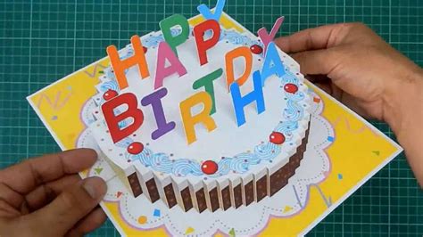 DIY 3D Happy Birthday Cake Card Popup Card Tutorial Latest