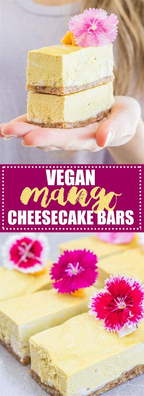 Vegan mango cheesecake bars - Choosing Chia