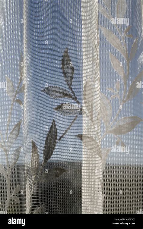 lace net curtains on house window Stock Photo - Alamy