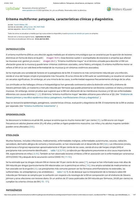 Erythema Multiforme Pathogenesis Clinical Features Eduardo Flores Udocz