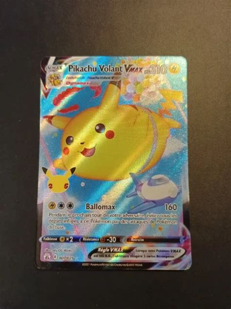 CARTE POKÉMON PIKACHU Volant Vmax Full Art Ultra Rare Célébrations 007