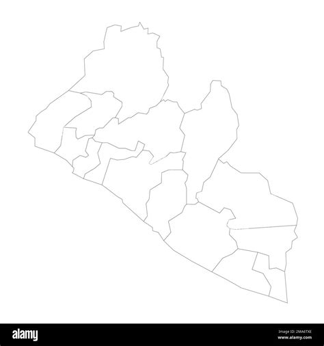 Liberia Mapa político de las divisiones administrativas Imagen Vector