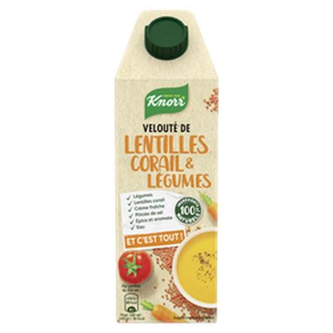 Velouté de lentilles corail et légumes Knorr 750 ml La Belle Vie