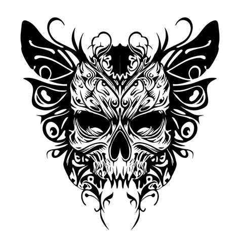 Silhouette Skull Butterfly Lineart Outline Drawing 18862255 Vector Art At Vecteezy